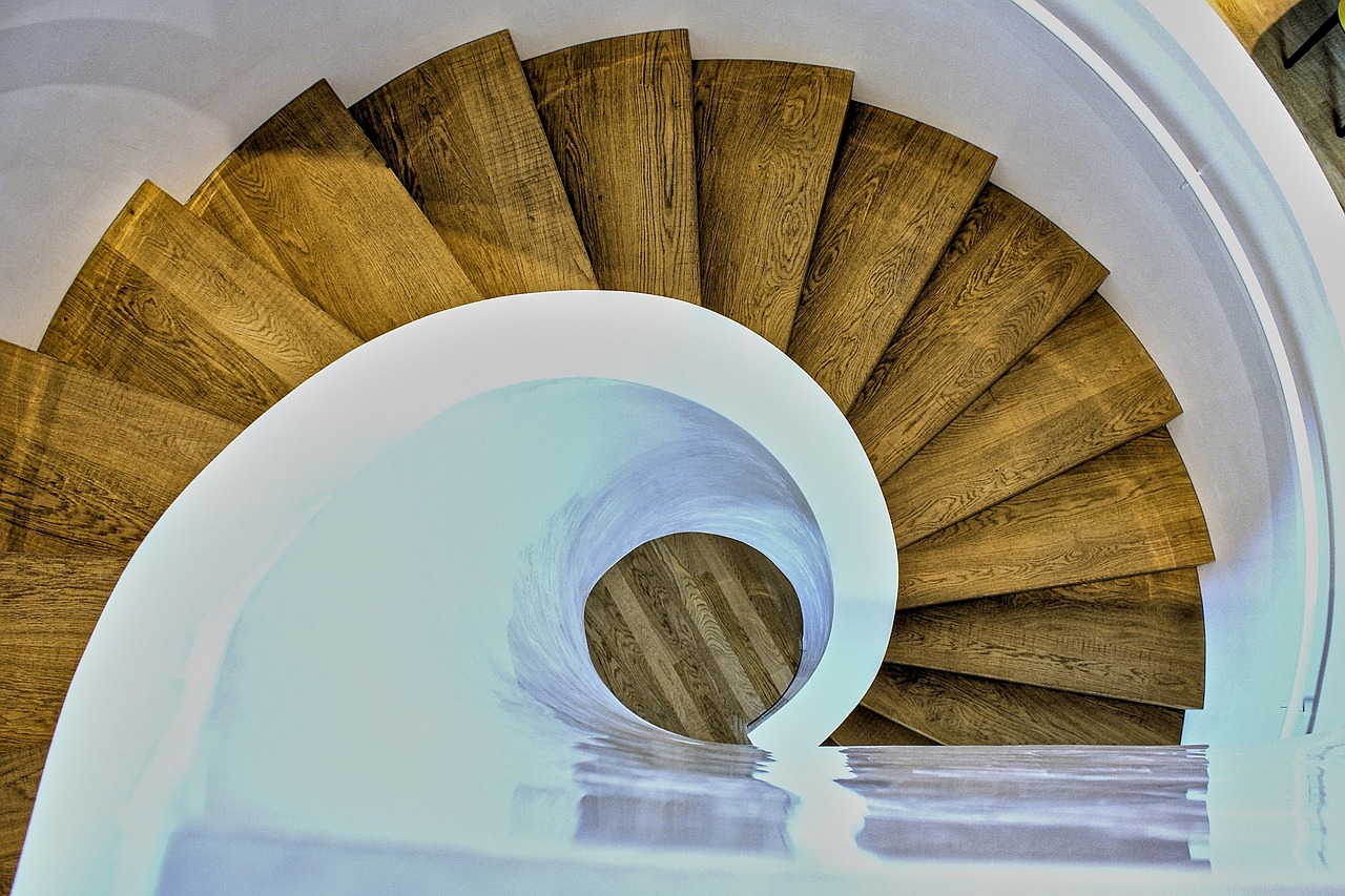 round, wood, stairs, white, brown, luxury, structure, indoor, way, construction, stair, stairway